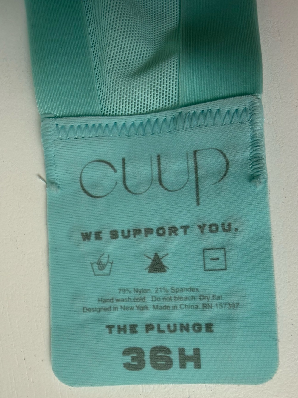 CUUP Plunge Sheer Mesh Underwire Bra in Aqua - Picture 2 of 3